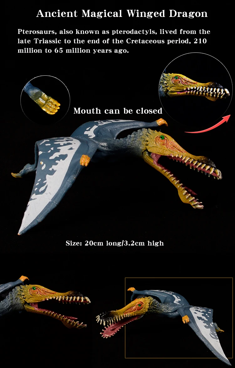مجموعة ألعاب الديناصور الجوراسي الكلاسيكية - شخصيات Quetzalcoatlus & Pterodactyl نماذج حيوانات PVC لمجموعة الأطفال