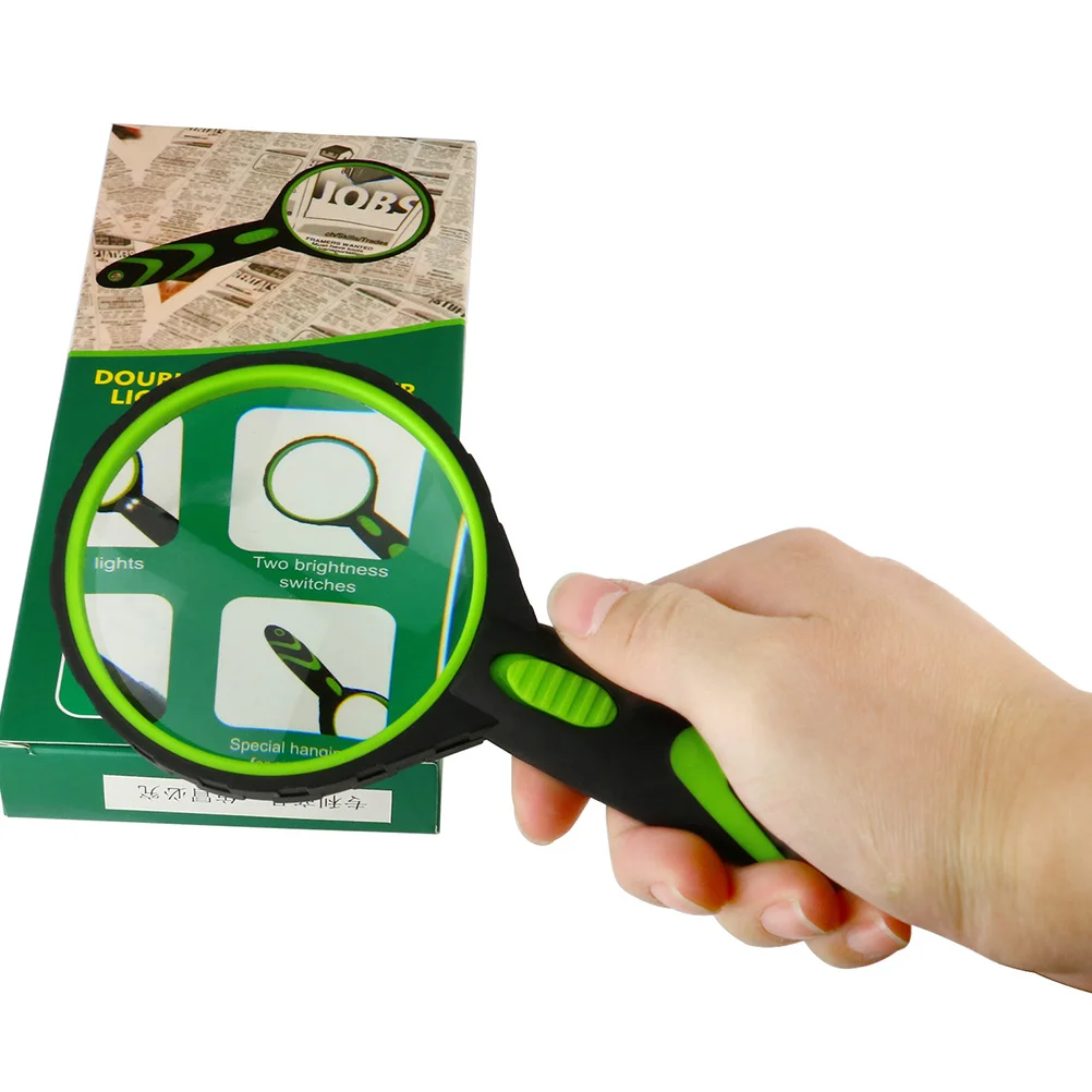 

Sturdy 10x Magnifying Glass 75mm Lens 2 LED Lamp Portable Handheld for Jewelry Reading Watch Repair Hydroponics Gardening