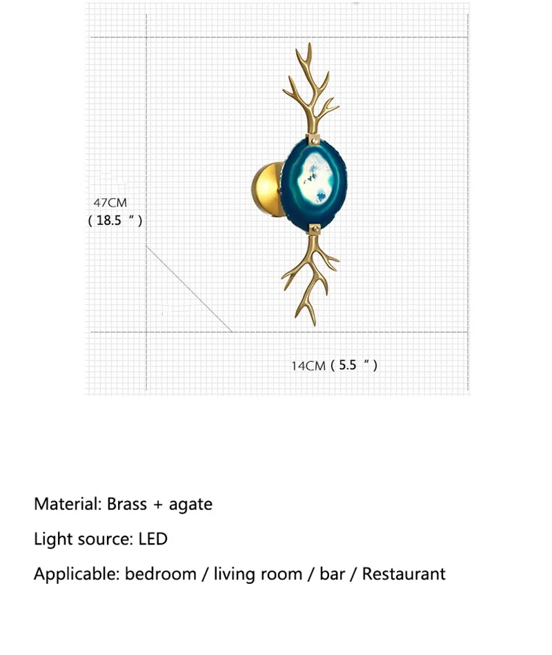 BERTH Modern Luxury Wall Lamp Brass Agate Sconce LED Decorative Fancy Lights For Room Corridor