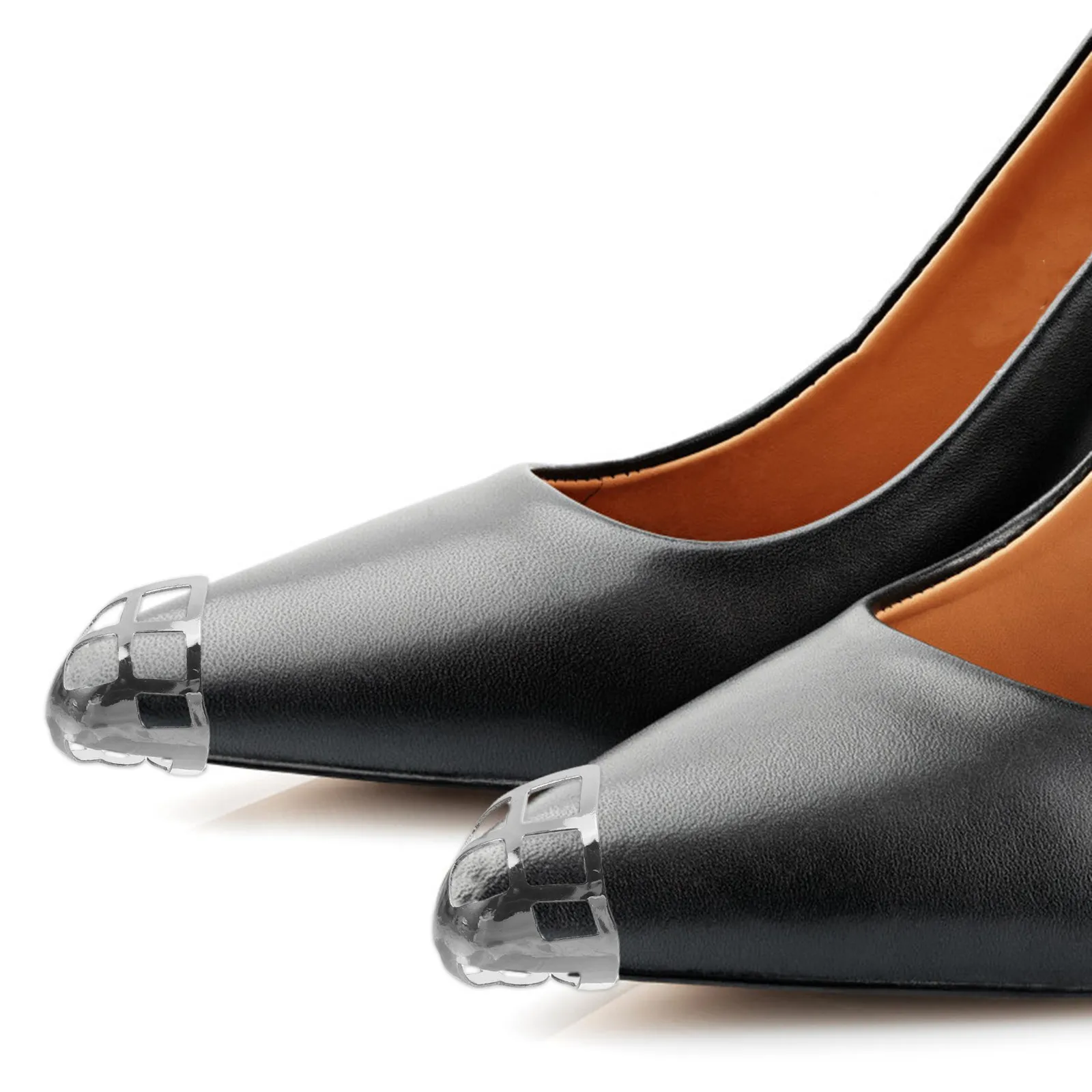 3Pairs Shoe Tip Guards Pointed Toe Metal Caps High Heel Toe Protectors Shoe Head Protective Covers Replacement