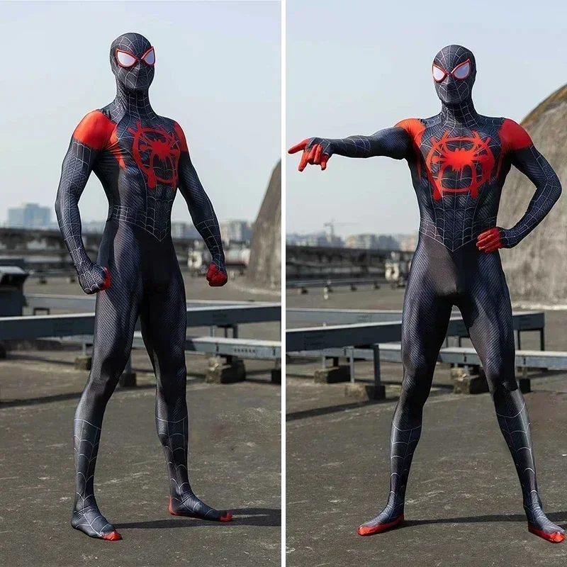 For Adult Anime Spider Man Across The Spider-Verse Cosplay Costume Miles Morales Superhero Jumpsuit