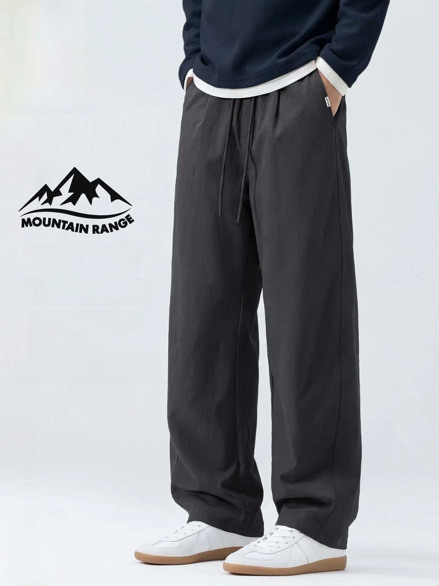 

Men's Retro Loose Straight Leg Casual Pants American Sle Outdoor Spring Leisure Trousers Polyester Fiber