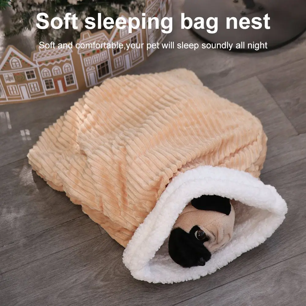 

Tunnel Soft Cat Sleeping Bag Pocket Type Semi-closed Winter Cat Bed Thickened Comfortable Cat Warm Nest Kitten Supplies