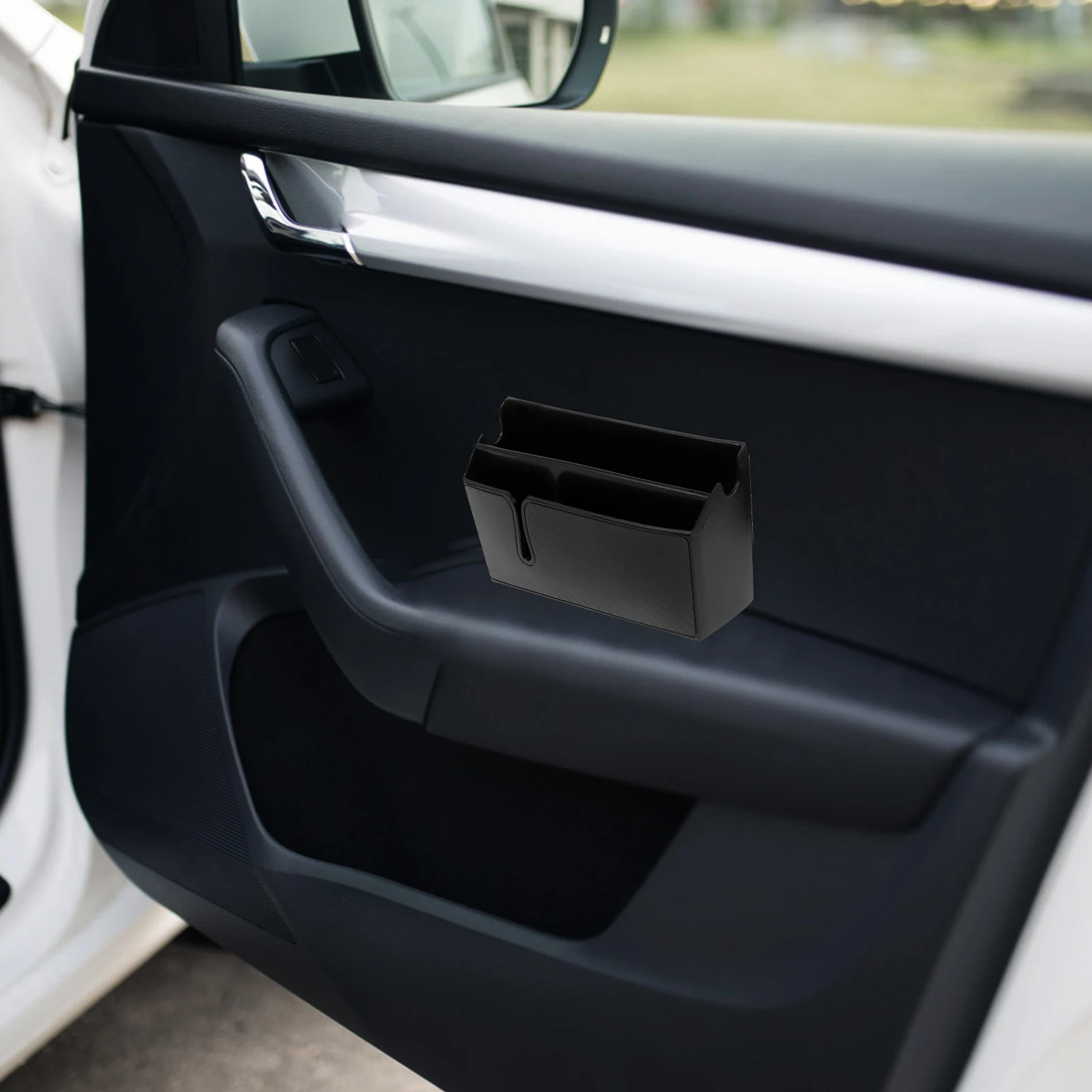 

2 pcs Car Storage Organizer Carbon Fiber Pvc Box For Phone Receipts Cards Dashboard Multifunctional Space-Saving Truck Console