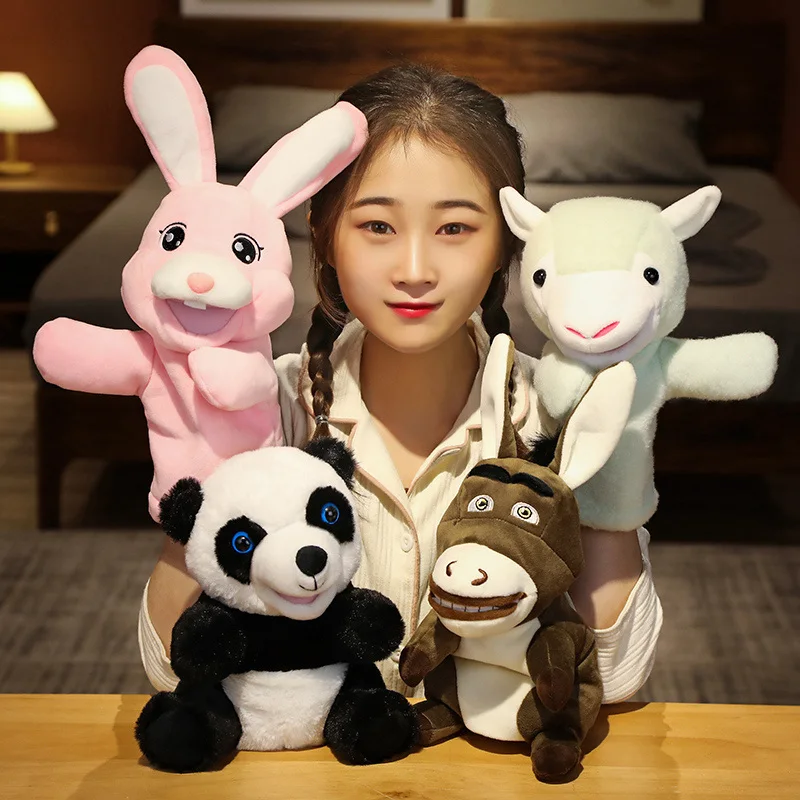 Hand Finger Puppen Kawaii Tier Plüsch Puppe Pädagogisches Baby Spielzeug Bunny Kaninchen Alpaka Esel Panda Weiche Spielzeug Gefüllte Puppe Geschenk