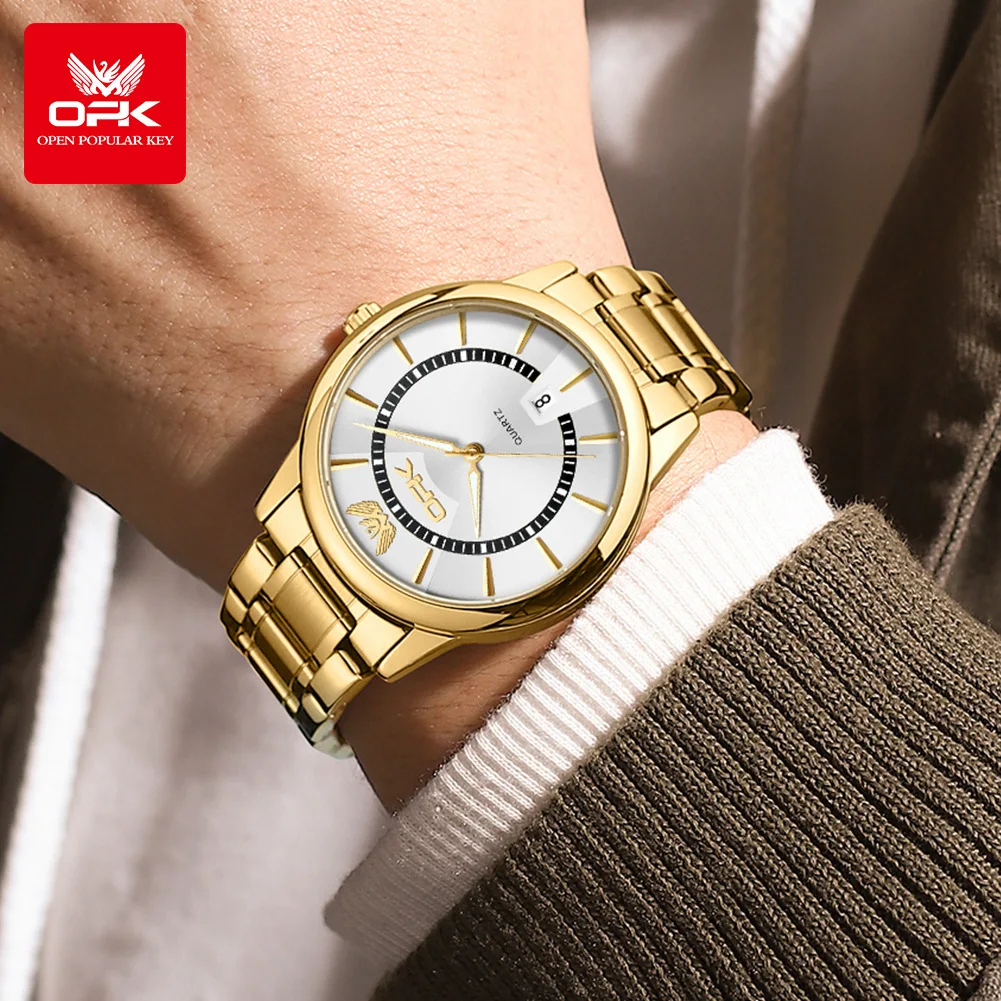 OPK Luxury Men's Quartz Watch Waterproof Luminous Business Calendar Reloj Hombre Mens Watch Relogio Masculino