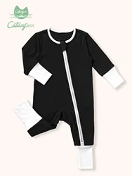 Baby Boys Long Sleeve Romper, Bamboo Fiber Breathable Onesie, Dual Zipper Casual Bodysuit For Spring Summer