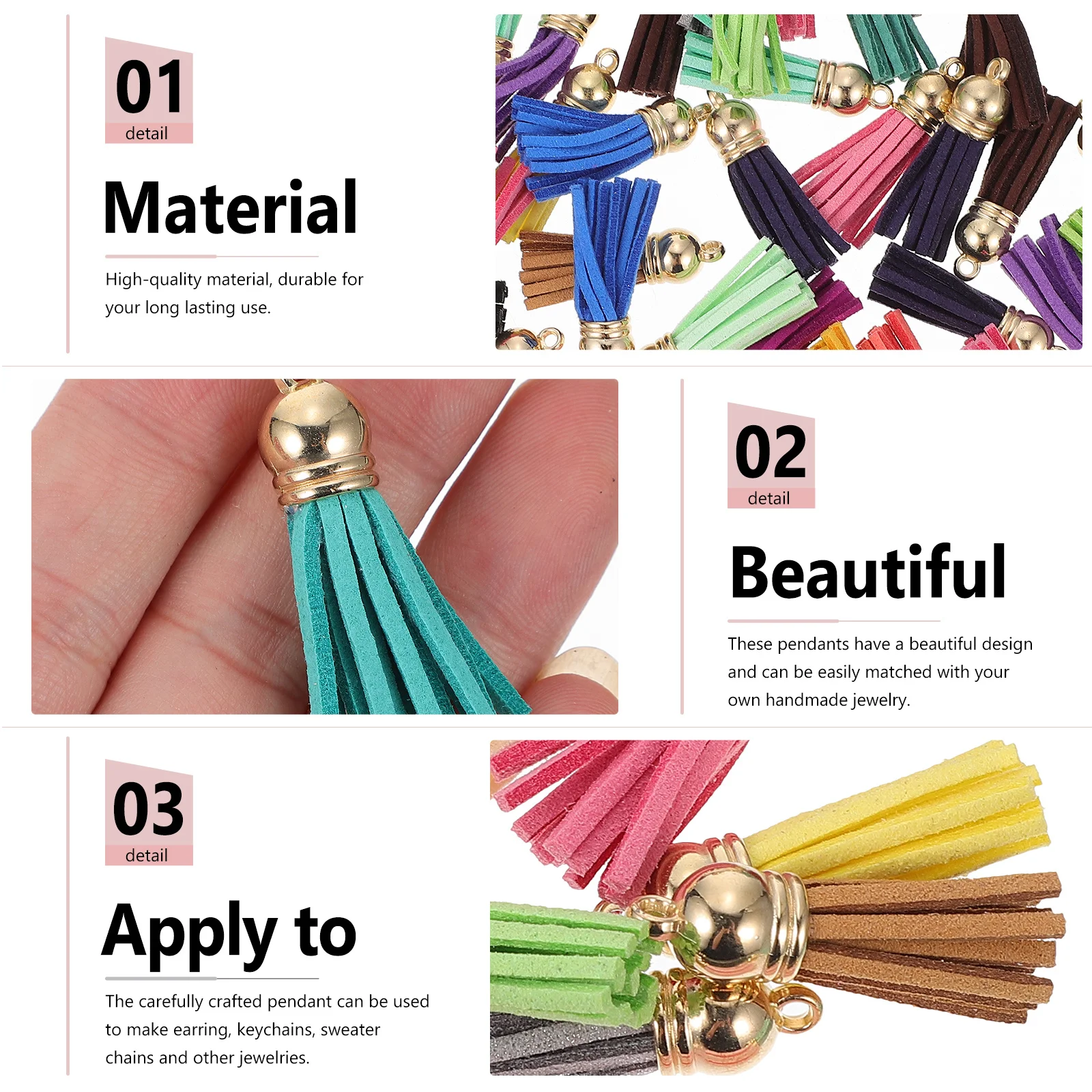 

50Pcs Tassel Bag Pendants Colorful DIY Keychain Handmade Decorative Accessories Tassel Pendants