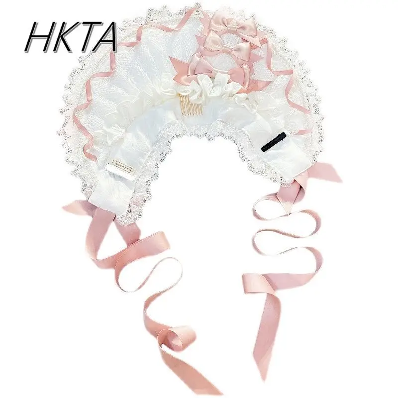 Kawaii Ästhetische Handgemachte Hut Frauen Lolita Mädchen Farbe Passenden Süße Rote Schleife Flachen Hut Sommer Neue Lolita Cos Haar Zubehör