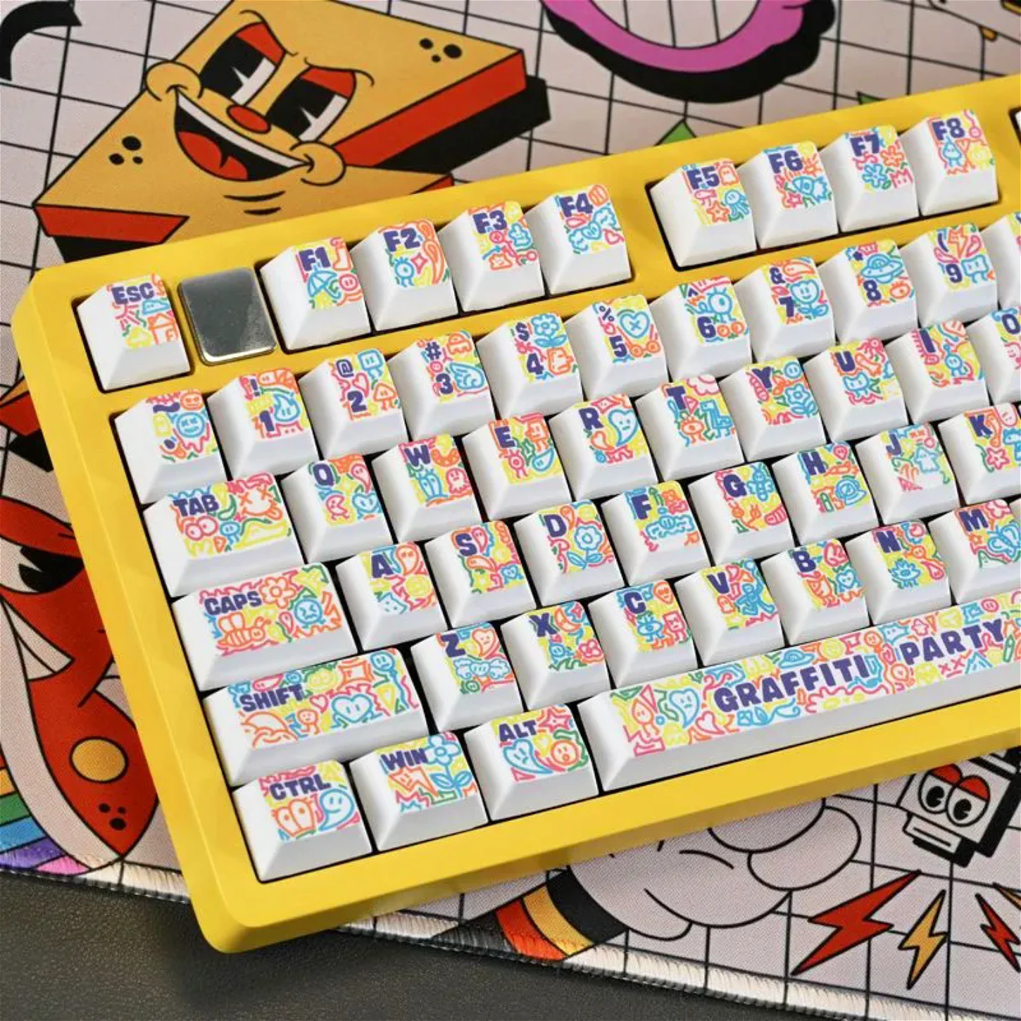 

Graffiti Party, Colorful Personalized Cherry Keycap PBT 130 Keys, Customized for 60/84/98/108 Mechanical Keyboard