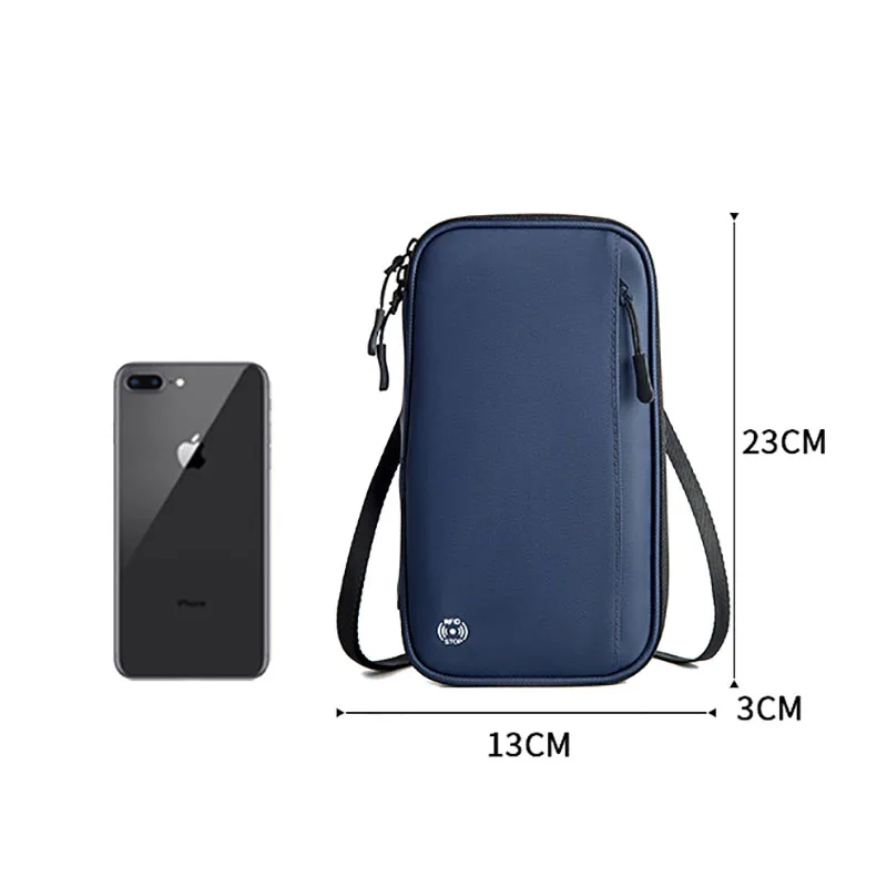 Cartera de viaje antirrobo para hombre y mujer, bolso de cuello impermeable con bloqueo RFID para tarjeta de teléfono, Mini bolso cruzado de nailon