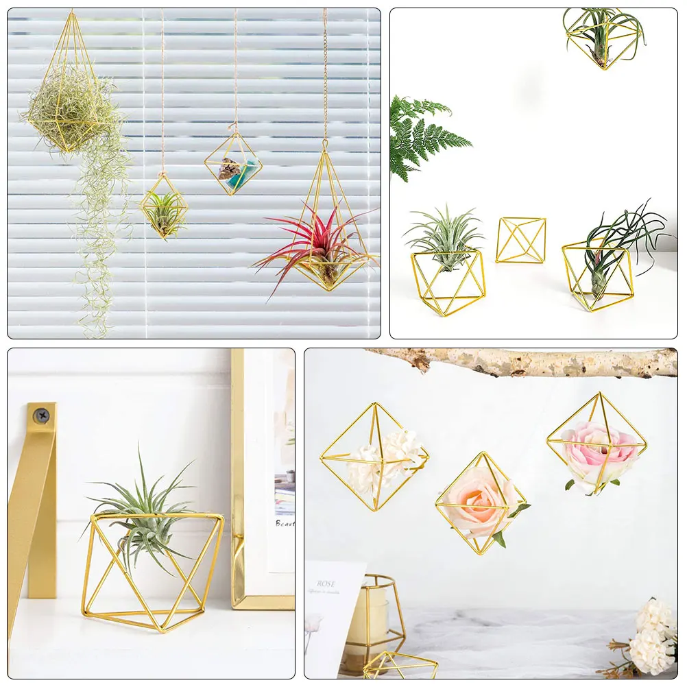 5pcs Air Plant Holder Geometric Planter Rustic Hanging Decor Accessories Fern Display Stand Small Bulb Lamp Shade