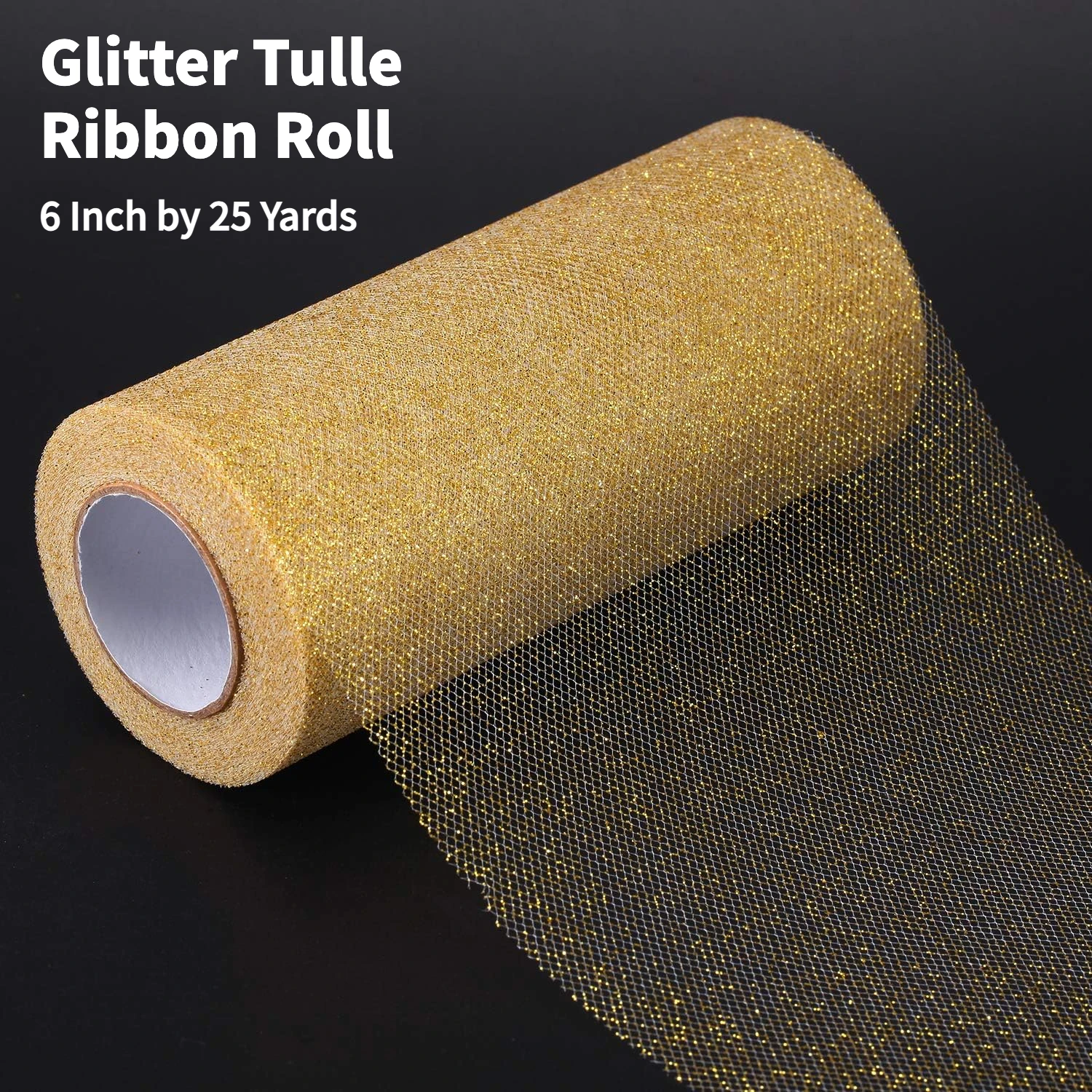 Long 25Yards Glitter Tulle Roll Sparkling Tulle Ribbon Fabric Tulle Spool For DIY Skirt Sewing Bow Wedding Decorations Christmas