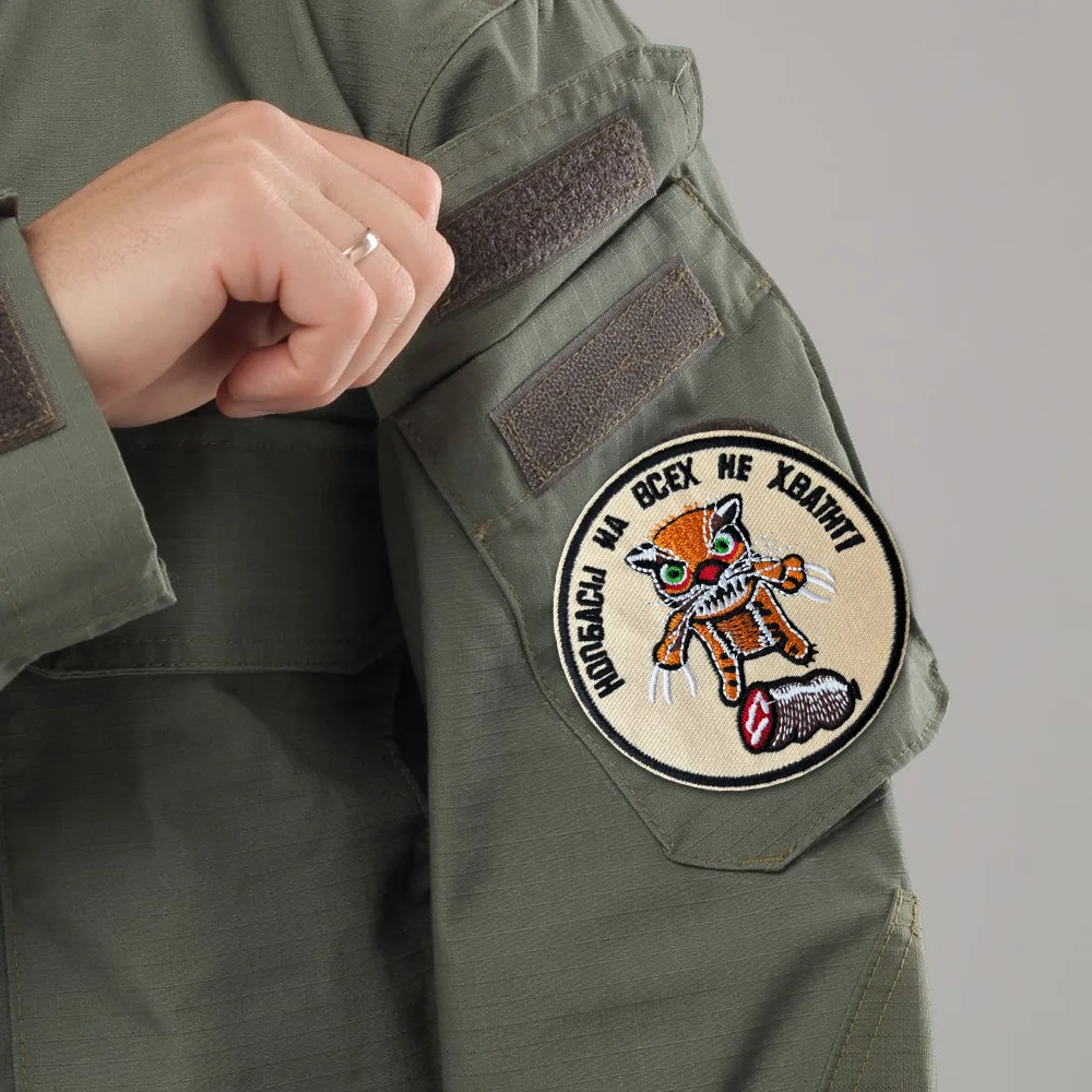 Parche militar táctico bordado Ruso gato enojado – velcro para mochila - imagen 2