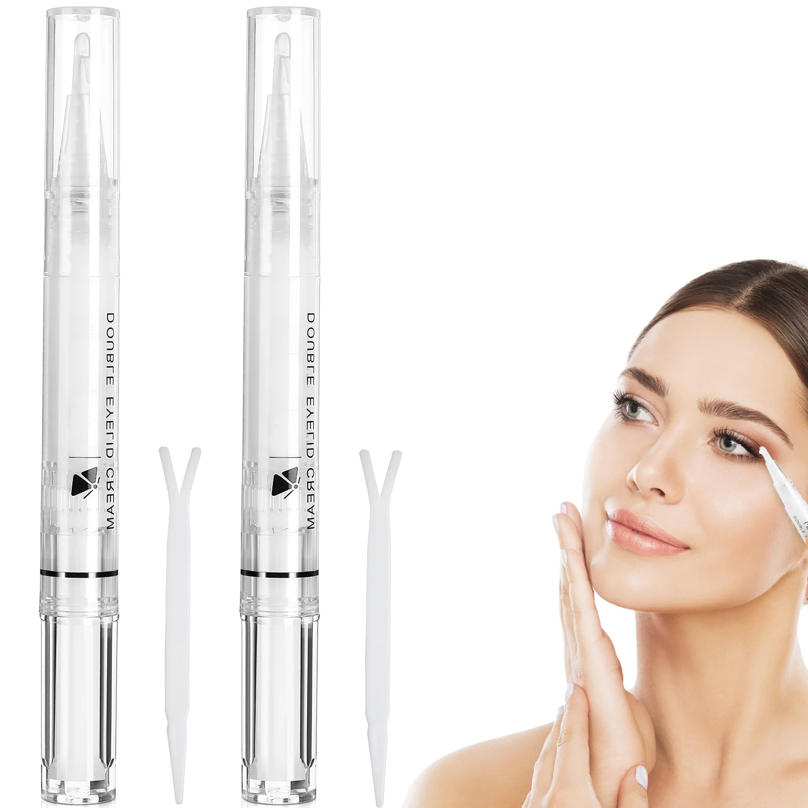 2 مجموعات مزدوجة الجفن الغراء كريم التصميم الطبيعي غير مرئية كريم الجفن منعش الملمس طويلة الأمد ماكياج أداة للمبتدئين