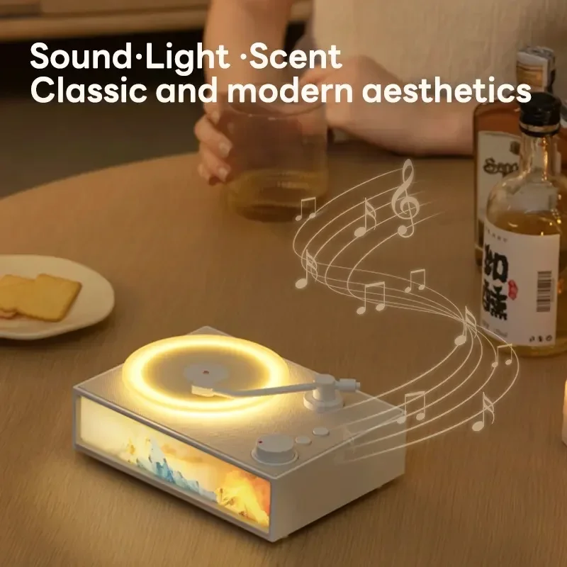 Portable Retro Vinyl Record Music Player Wireless Speaker 5W HIFI Stereo Sound with Night Light & Aroma Caixa De Som Bluetooth