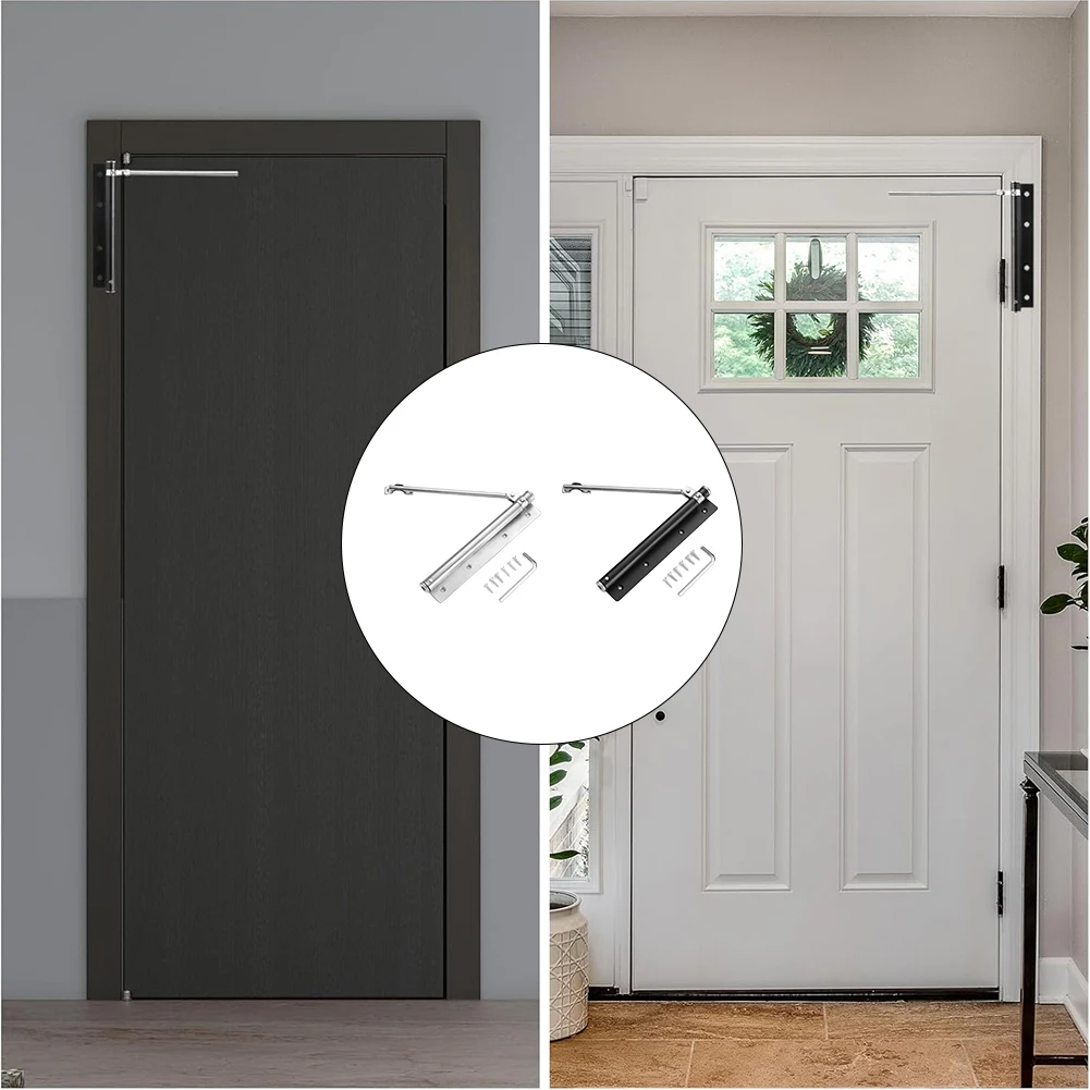 2 PCS Spring Door Closers with Hydraulic Buffer and Adjustable Rod Includes Screws for Secure Door Closing in Various Settings