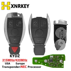 XNRKEY 3/4 Taste Fernbedienung Auto Schlüssel für Mercedes Benz C E S Klasse CLS W204 W202 W212 W211 W203 W205 NEC Chip 315/433Mhz (2 Batterie