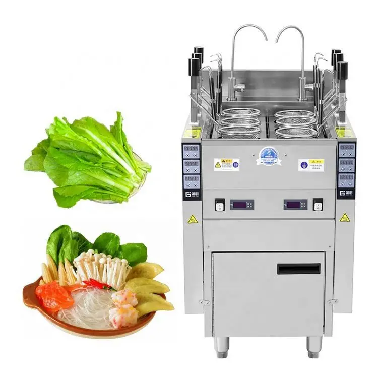 Automatic Lift hotel 2 tanks 6 baskets Commercial Pasta Noodle Cooking Machine /gas Pasta boiler Noodle Cooker