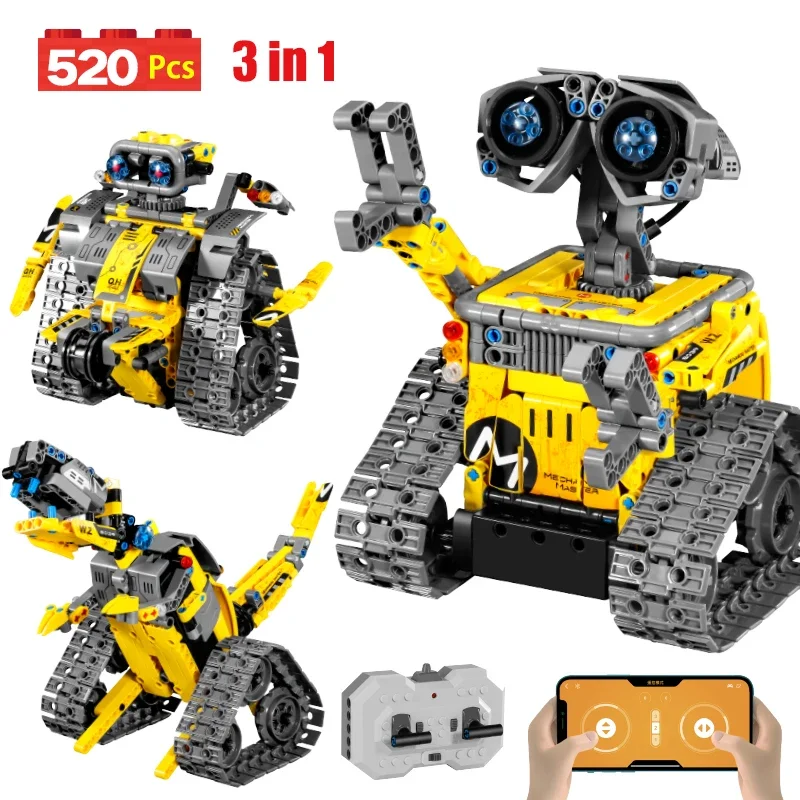 

520pcs 3 in 1 City Technical RC Robot Excavator Racing Car Building Blocks Remote Control Bulldozer Truck Bricks Toys For Kids