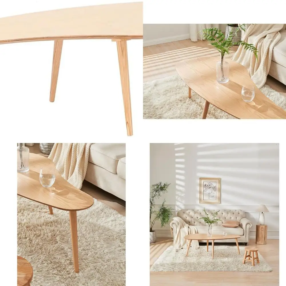 

Natural Wood Round Coffee/End Table - 4 Removable Legs, Suitable for Kitchen, Dining, Living Room, Bedroom, Restaurant