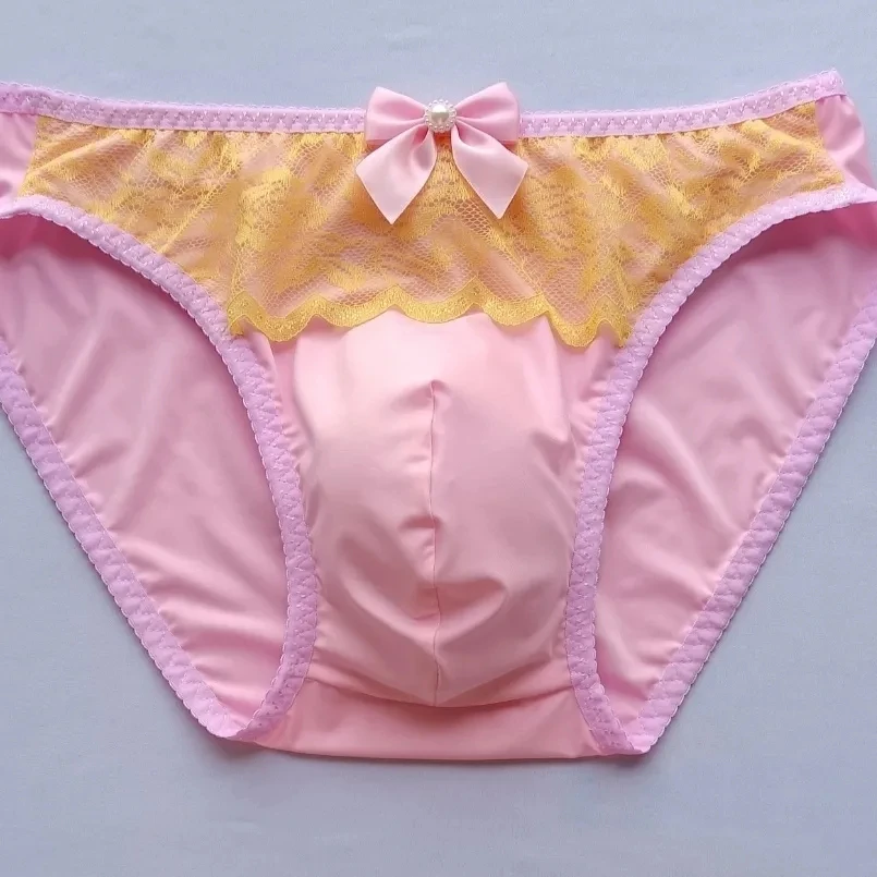 Man's Birefs Roze Geel Kant Zoom Prive Partij BF Geschenken Harajuku Live Show Slips Run Tours