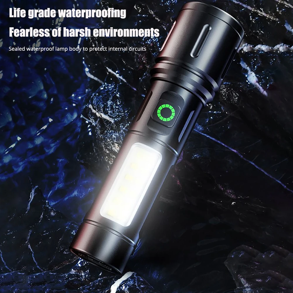 2024New 60W White Laser Most Powerful LED Flashlight Built-in battery Tactical Torch Strong Light Lamp Portable Lantern with COB