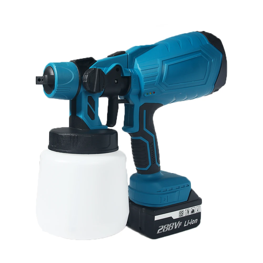 1000ML Elektrische Spritzpistole HVLP Auto Möbel Stahlbeschichtung Airbrush Kabellose Farbspritzpistole für Makita 18V Akku – Detail 15