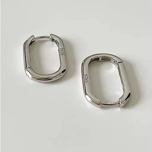 BF CLUB 925 Sterling Silver Earrings For Women Trendy Simple Retro Rectangle Earring Jewelry Prevent Allergy Party Accessories