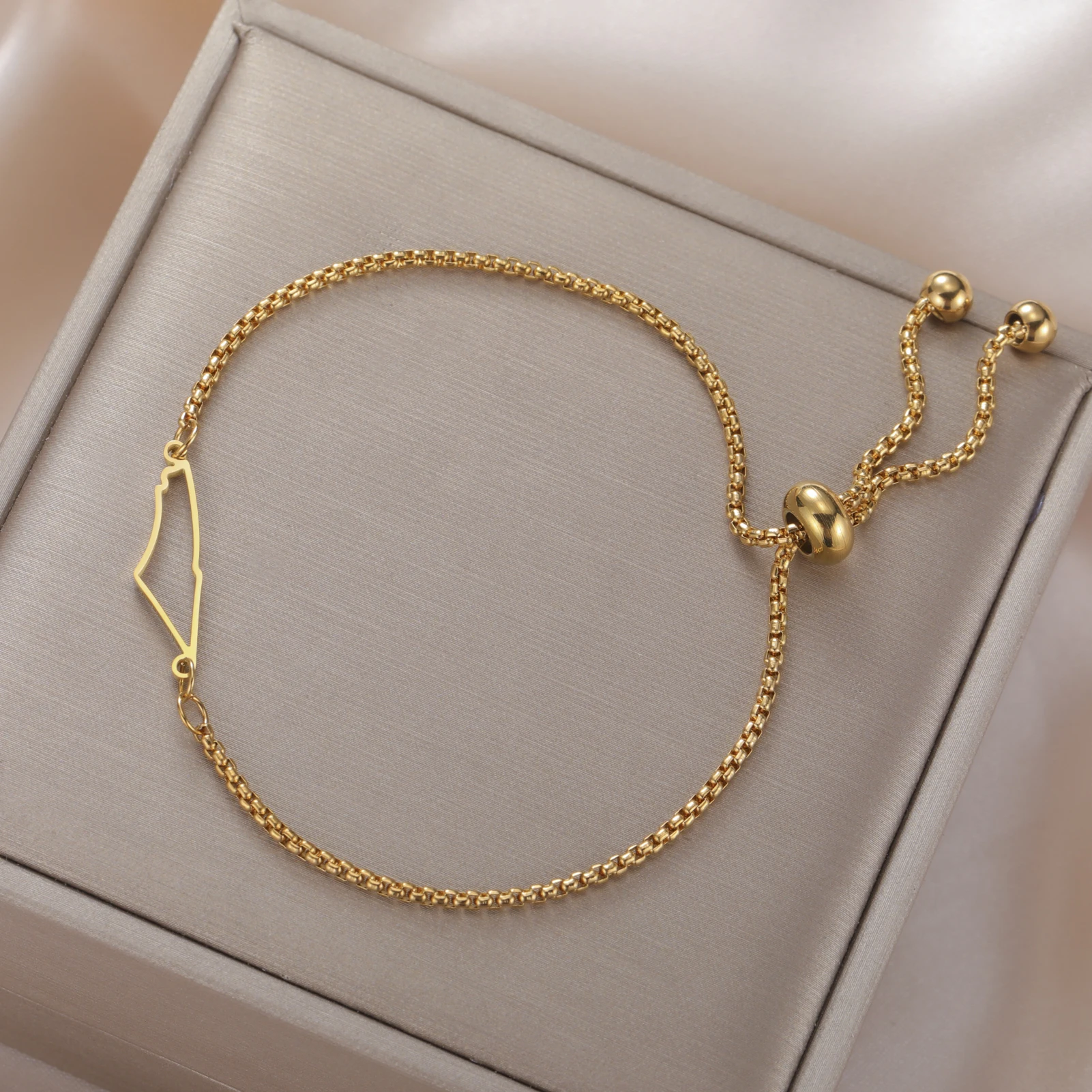 جوفاء فلسطين قلادة على شكل خريطة سوار الفولاذ المقاوم للصدأ صندوق قابل للتعديل سلسلة للرجال والنساء هدية مجوهرات العرقية الإسرائيلية