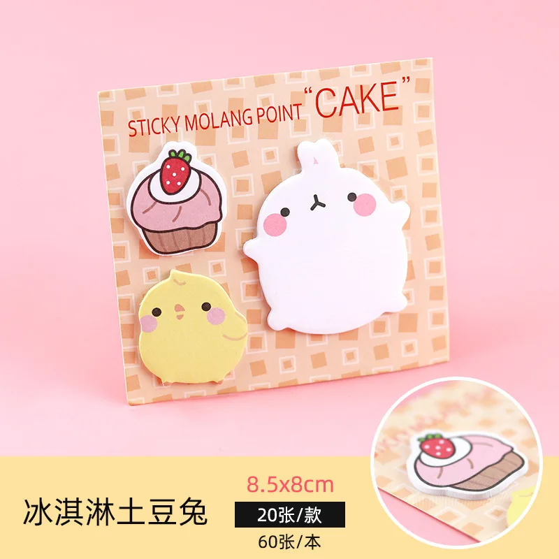 Creatieve konijn combinatie Cartoon Sticky Notes Memo Pad Papieren Sticker Gift Leuke Muur Koelkaststickers