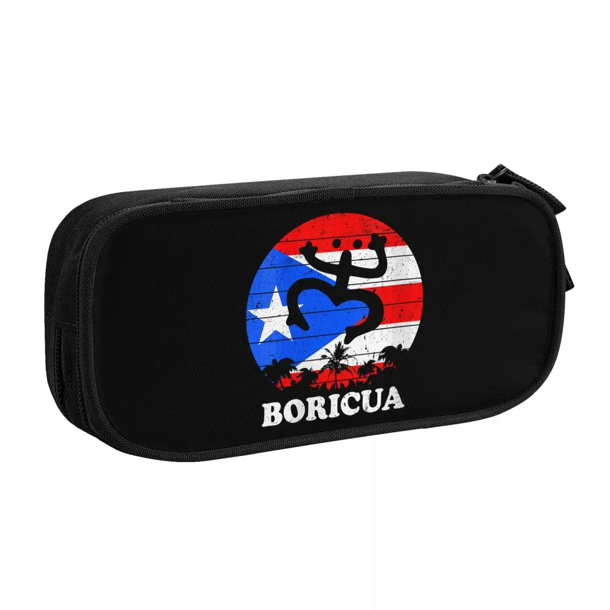 Custom Boricua Puerto Rico Flag Taino Coqui Symbol School Pencil Case Boys Large Storage Pencil Bag Pouch Students Stationery