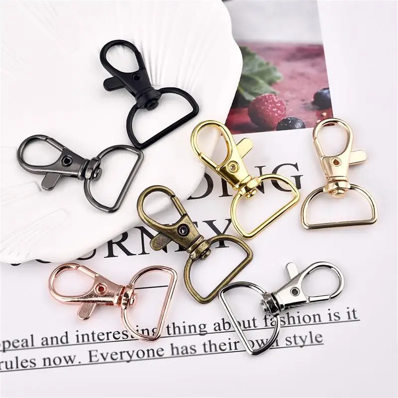 5Pcs Swivel Clasps with D Rings Lanyard Snap Hooks Keychain Clip Hook Metal Lobster Claw Clasps for Key Rings Crafting Sewing