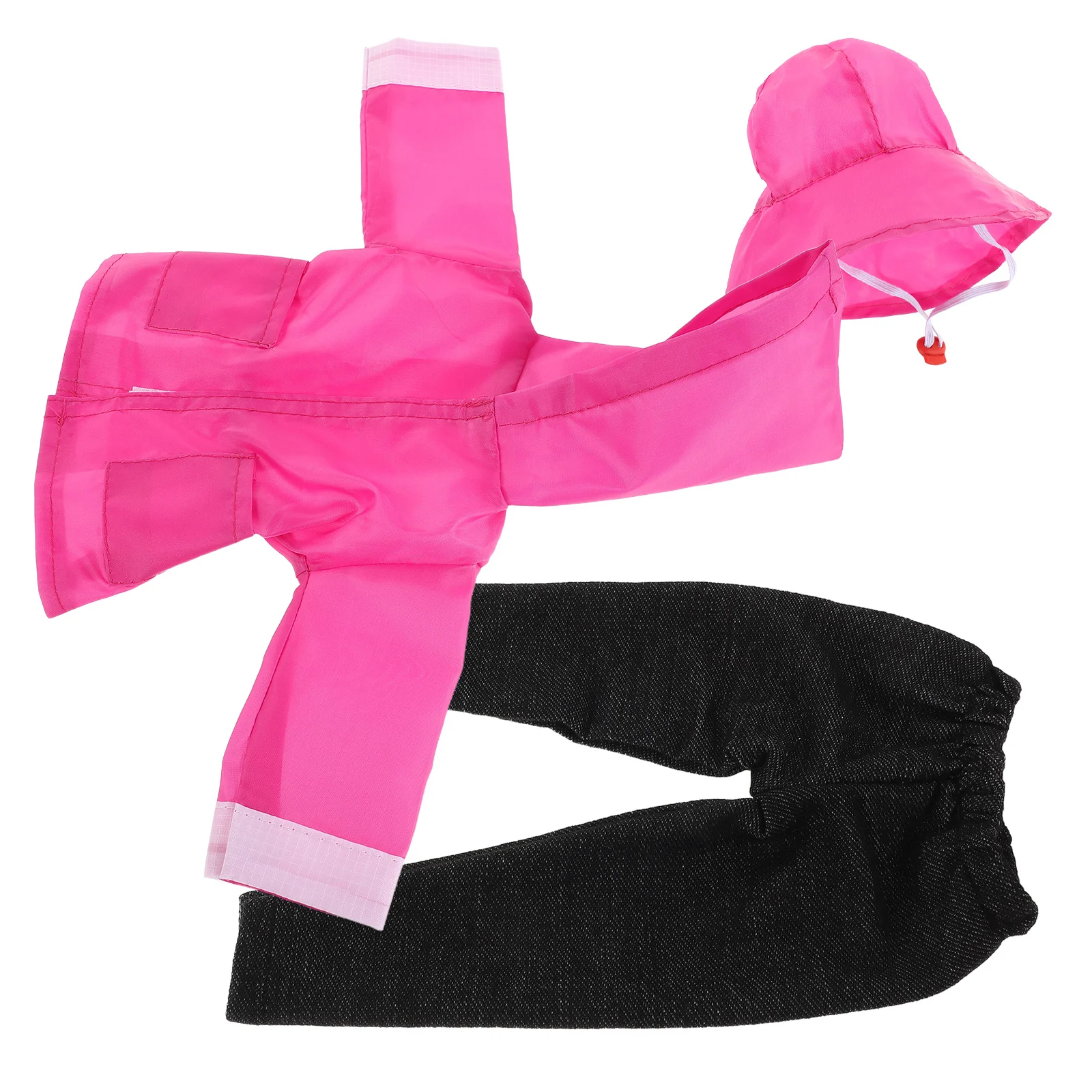 

1 комплект, водонепроницаемый розовый плащ с капюшоном, брюки, шляпа, дождевик, наряд, легкое включение, платье, 18-дюймовые аксессуары для девочек, смешанный матч