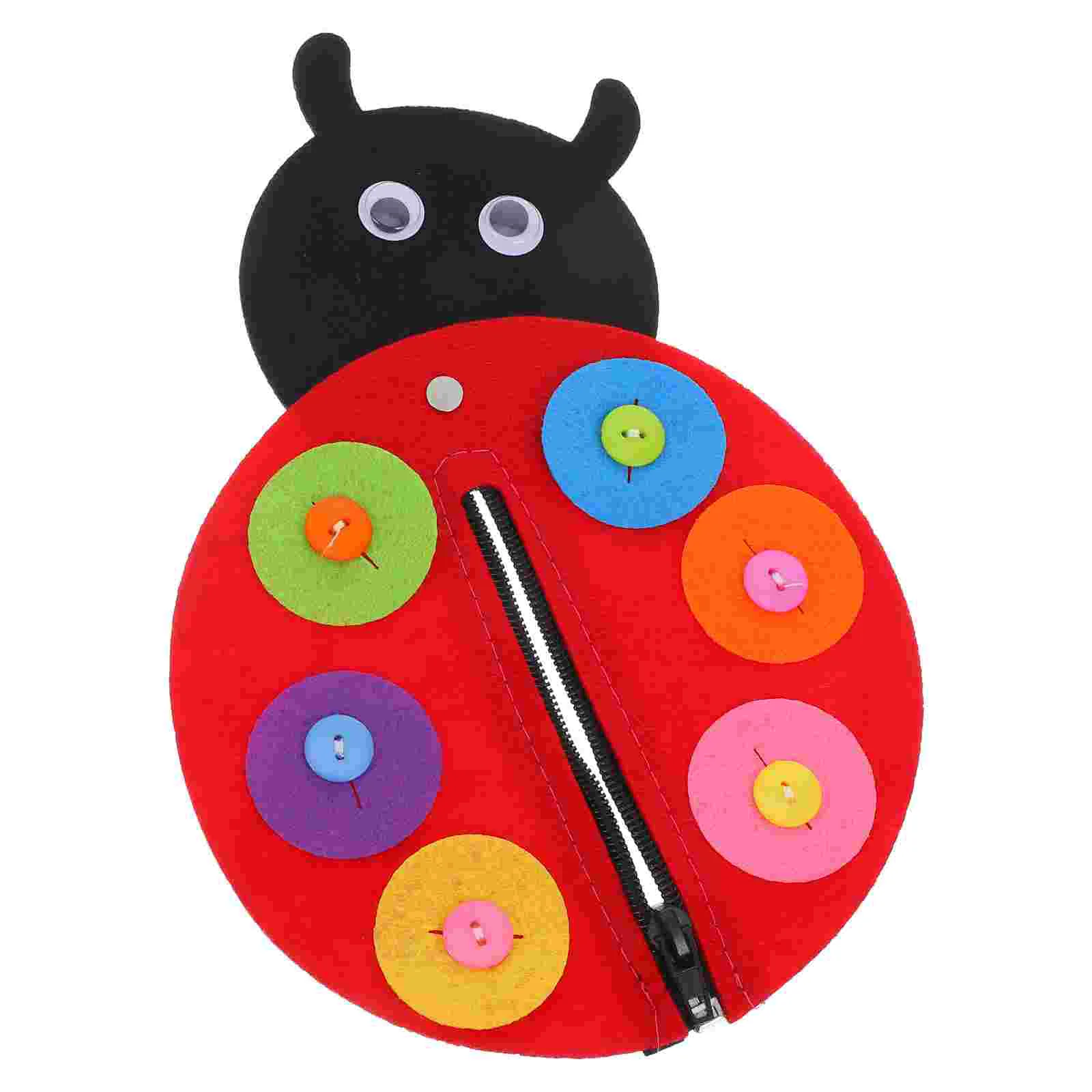 1pcs Children\'s Felt Non-woven Educational Toy Ladybird Zipper Sewing Buttons Game Kindergarten DIY Weave Cloth Handmade Toys