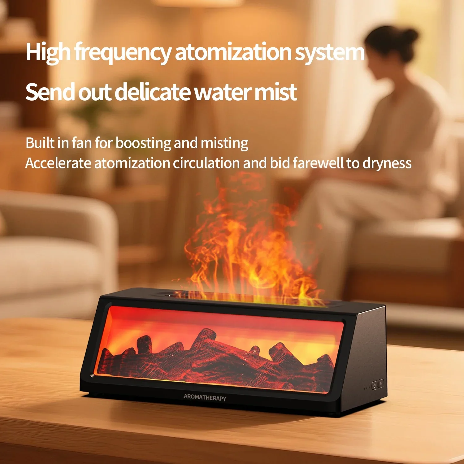آلة العلاج بالروائح اللهب محاكاة ثلاثية الأبعاد لمرطب الزيوت العطرية وإضاءة جو ملونة مع هدية للتحكم عن بعد