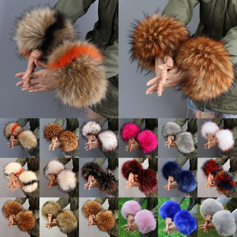 Clothing Accessories Winter Elastic Oversleeve Wrist Faux Fur Ladies Plush Cuff Windproof