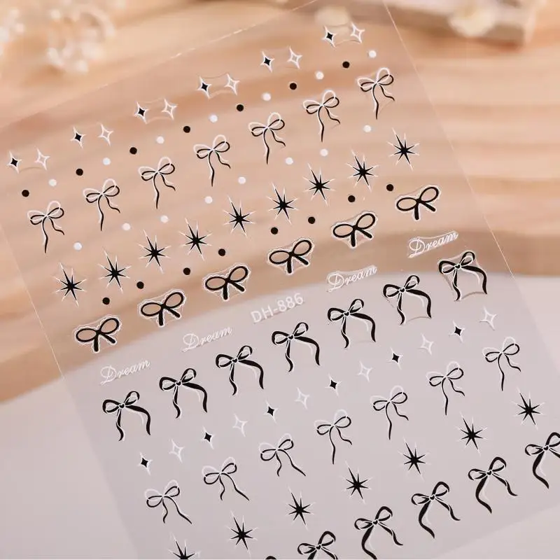 

Ribbon Bowknot Nail Stickers Exquisite Nail Decoration Decals DIY Self Adhesive Transfer Slider Nail Art Charms Accessories