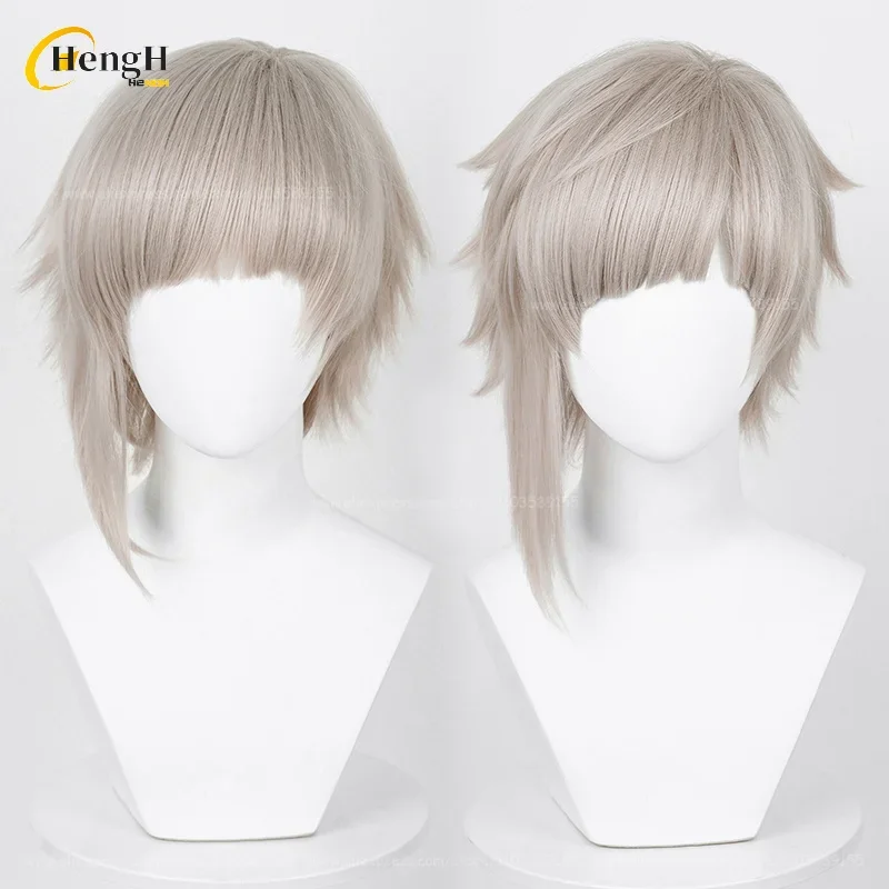 In Stock Synthetic Anime Nakajima Atsushi Cosplay Wig Long 30cm Lotus Root Gray Cosplay Anime Wig Heat Resistant Hair Party Wigs