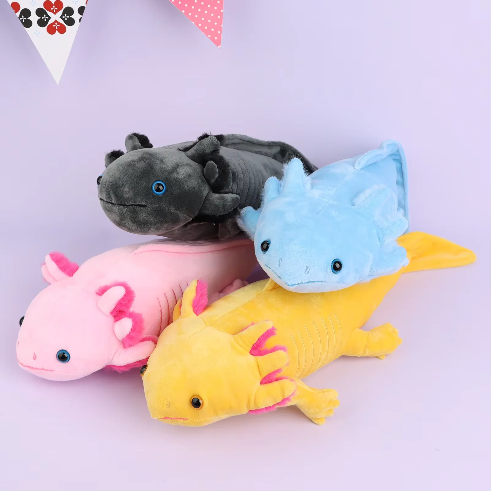 45cm Pink&Blue Salamander Plush Toy Simulation Dinosaur Ambystoma Cute Stuffed Animal Doll Kawaii Axolotl Christmas Gift for Kid