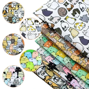 Cute Cat Animal Series Poliéster Algodão Tecido, DIY Quilting Artesanato, Handmade Doll Clothes, Precut para Patchwork, 19.68x17.7 12 principais vendas tecido estampa gato - №4