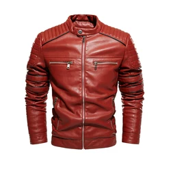 Winter Leather Jacket Men Slim Fit Motorcycle Windbreaker PU Jackets Male Thick Warm Multi-pocket Leather Jacket L-3XL