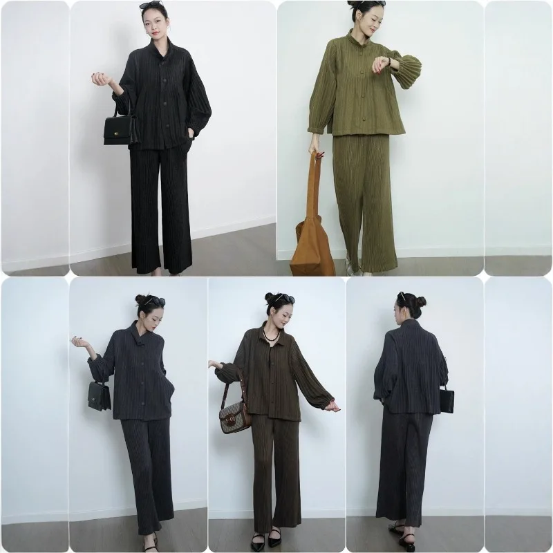 

Miyake Pleated 2026 Pants Female Fall and Winter New Niche Design Sense Pleated Wide-leg Pants Loose Straight Casual Pants