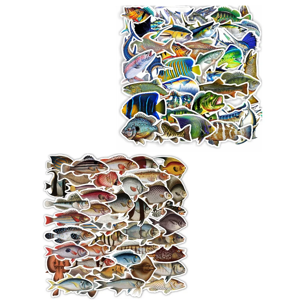 10/30/50/100PCS Cool Fish Animal Stickers decorazione per la pesca all'aperto valigia Scrapbook Phone Laptop Stationery Kid Toy Sticker