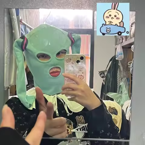 Hatsune Miku Bandit Mask Cosplay Hood Funny Anime Game Character Head Cover Full Face Concealment for Party