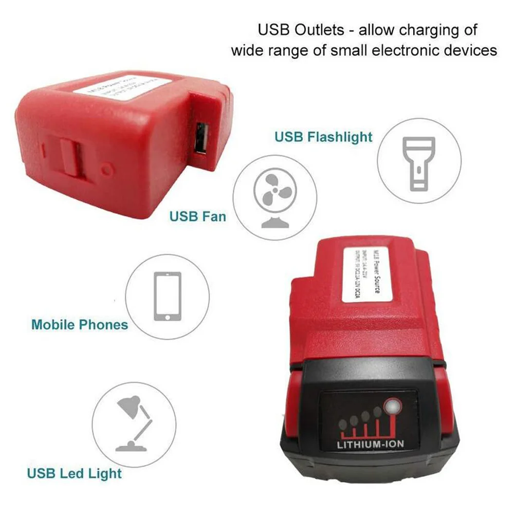 For Milwaukee 49-24-2371 M18 USB Power Charger Adaptor Heated 15-21V Jackets Power Source 18V Li-ion Battery Power Source