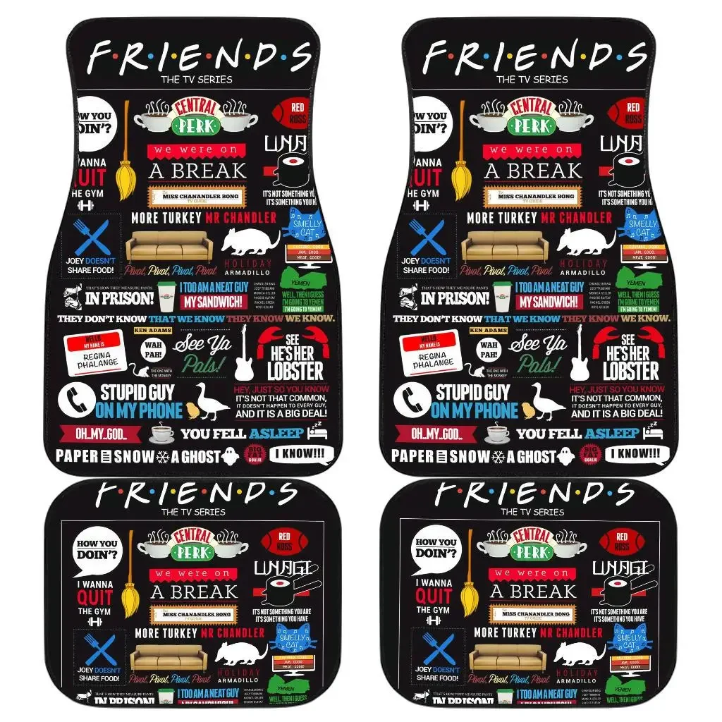 Friends Tv Show Poster Car Mats Car Front and Rear Floor mats General Non-Slip Rubber car Carpets 4-Piece Waterproof Floor