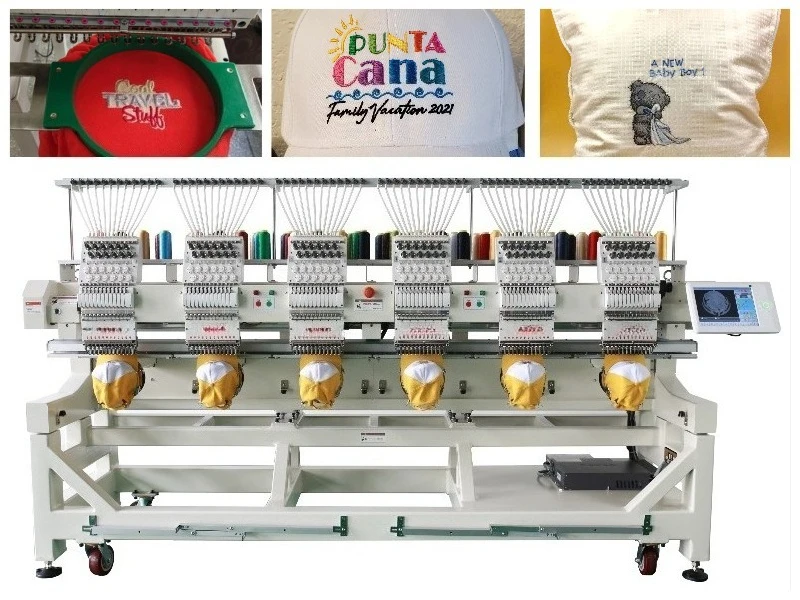 High-Speed 6-Head Cap Embroidery Machine 15 Needles 1200 RPM Digital Computerized New For Apparel Production