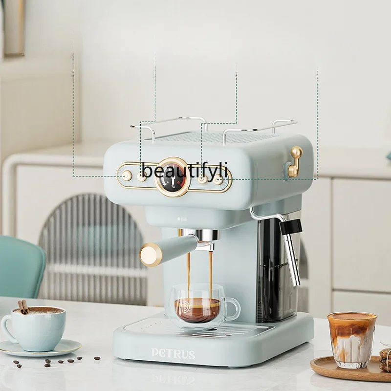 Итальянская кофемашина в стиле ретро, концентрированная, полуавтоматическая, ручная, бытовая, латте, вспениватель молока, встроенный паровой тип