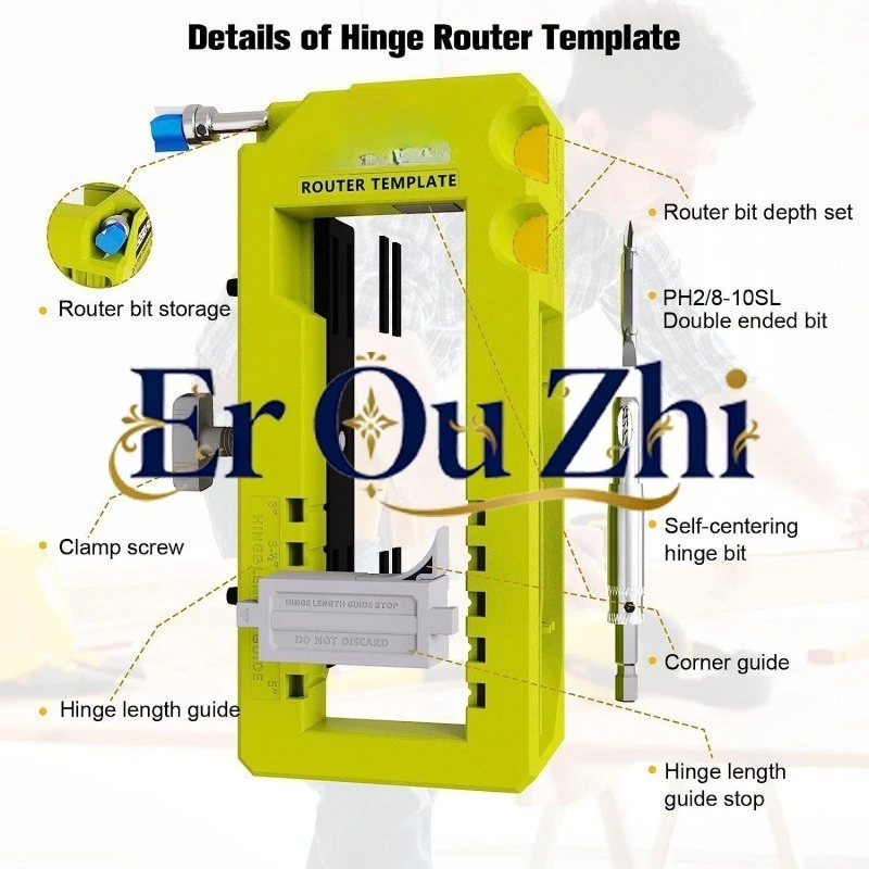 Hinged Door Lock Hole Locator, Door Hinge Mounting Kit/Mortiser Template